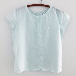 C&C California Light Blue Linen Top Blouse Shell Shirt XS